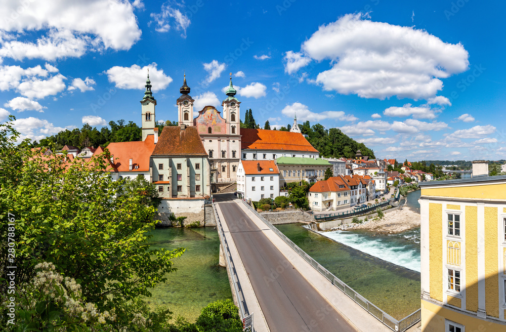 Steyr - a town in Austria. Steyr and Enns rivers.