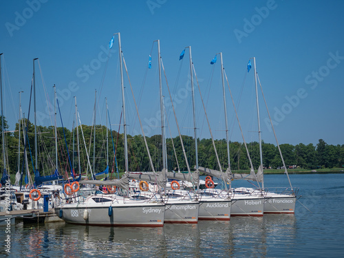Fototapeta Naklejka Na Ścianę i Meble -  Mazury / Polska -  20 lipca 2019: Klub Mila Kamień