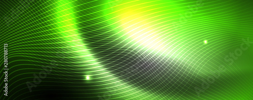 Neon vector wave lines abstract background  magic futuristic techno design