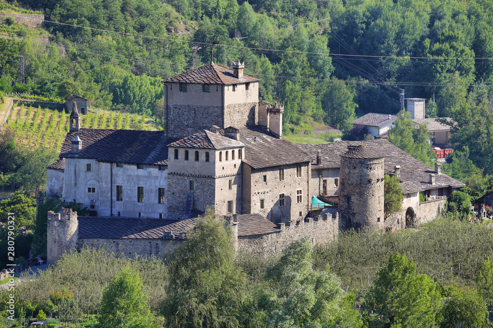 Viewo of Castle Sarriod de La Tour in Aosta Valley, Italy