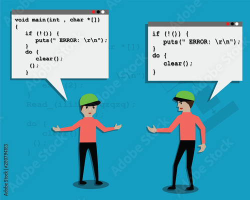 The kids were learning coding programed and talks together with computer language - Vector