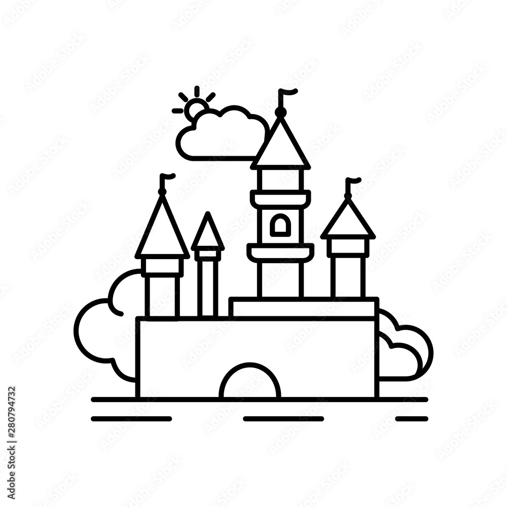 Castle fortress medieval line icon. Element of landscapes icon