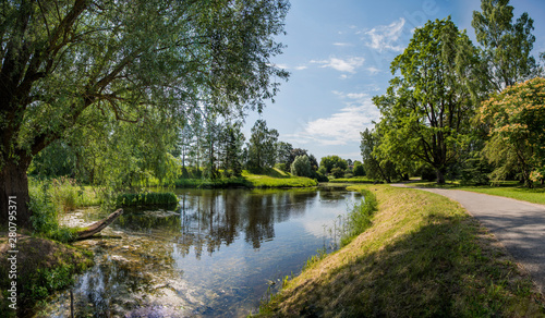 Fototapeta Naklejka Na Ścianę i Meble -  Salaspils city, Latvia Botanical Garden nature landscapes. 2019.