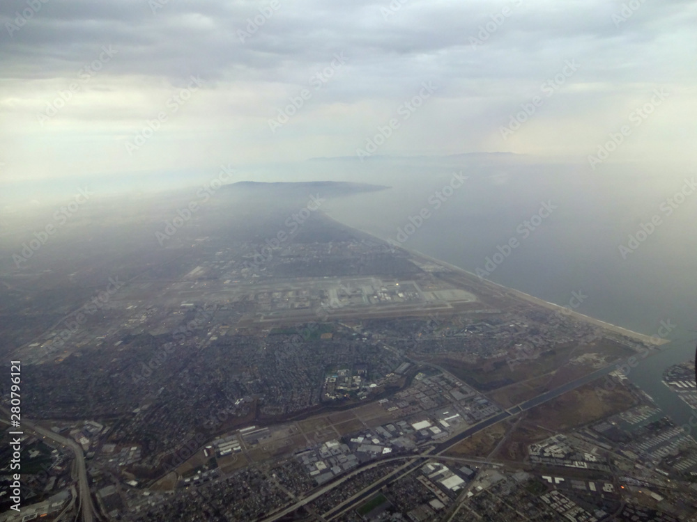 Aerial of Coast and City of LA with View of Beach, and surrounding city area