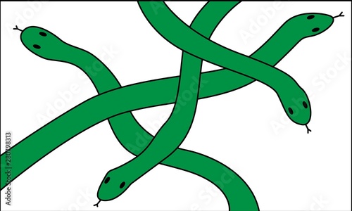 Set of Green snakes intertwined vector