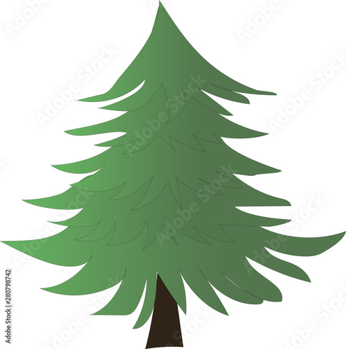 Print.vector illustration of christmas decorated tree. isolate copy space