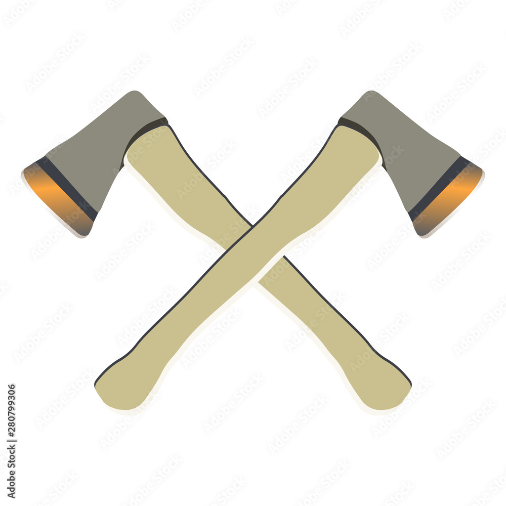 Two axes crossed isolated on white background. Two axes crossed isolated on white background.