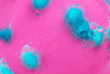 Abstract macro molecular pattern of colored oil bubbles on water. 
