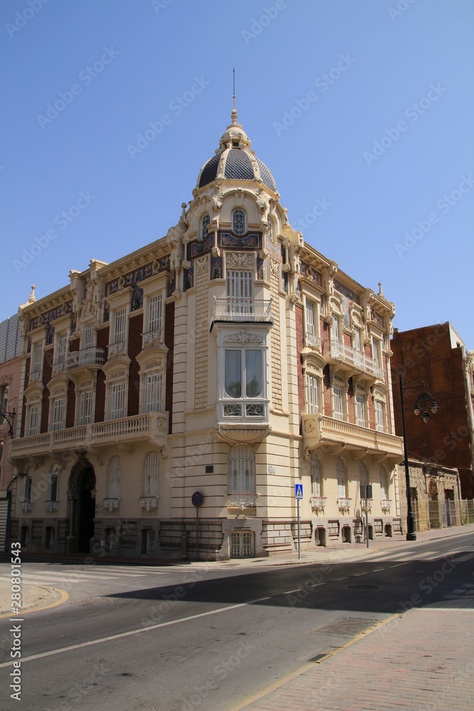 Old colorful and vintage facade in Cartagena
