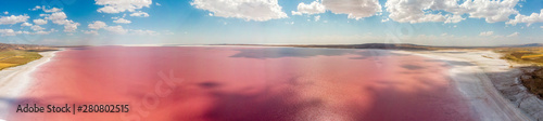 Aerial view of Lake Tuz  Tuz Golu. Salt Lake. Red  pink salt water. It is the second largest lake in Turkey and one of the largest hypersaline lakes in the world. It is located in the Central Anatolia