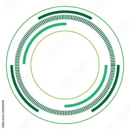 Green version - Random circles with dashed lines, Randomness, circular concept