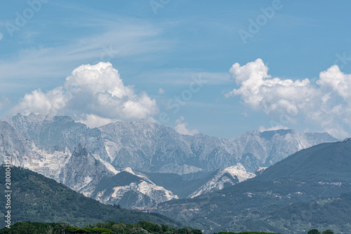 the white marble mountains of Carrara in Italy