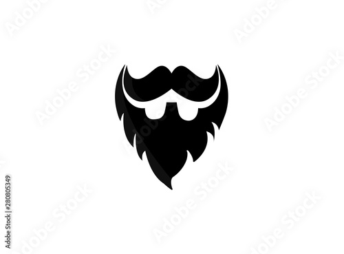 Beard and mustache of an elegant gentleman for logo design illustration on white background