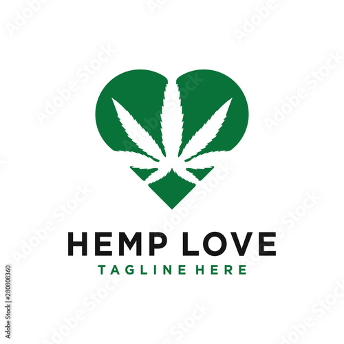 Hemp / cannabis and love logo design inspiration