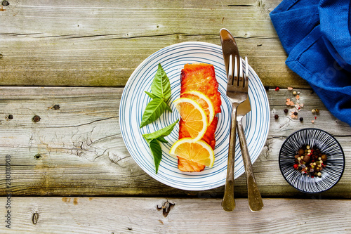 Grilled salmon fish photo