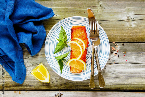 Grilled salmon fish photo