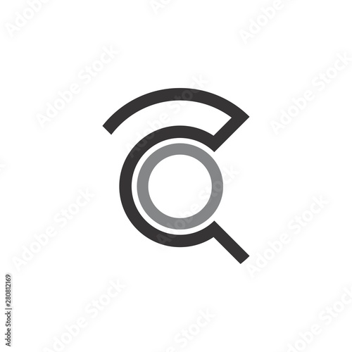 Letter C with Magnifier lens logo design vector