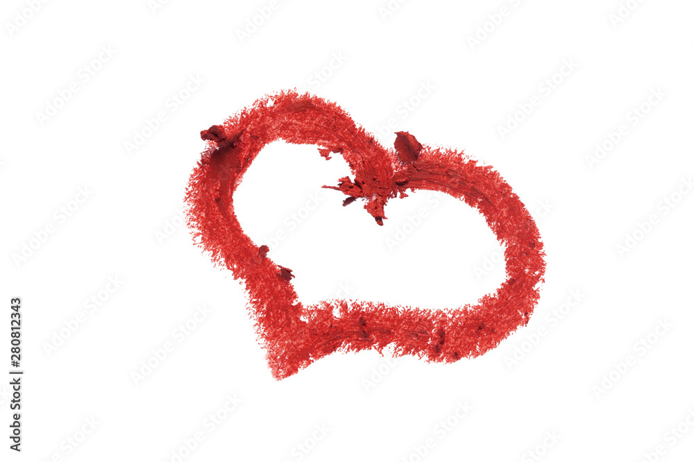 Lip liner stroke smudge smear texture isolated on white background. Heart drawn with cosmetic pencil. Red lipstick contour. Bright color makeup swatch Lip liner stroke smudge smear texture isolated on white background. Heart drawn with cosmetic pencil. Red lipstick contour. Bright color makeup swatch