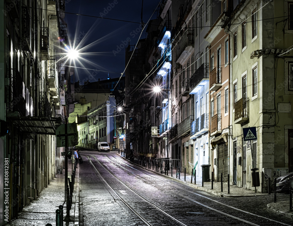 Lisbon street  at night