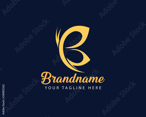Abstract Butterfly Gold royal Icon Logo design - Illustration