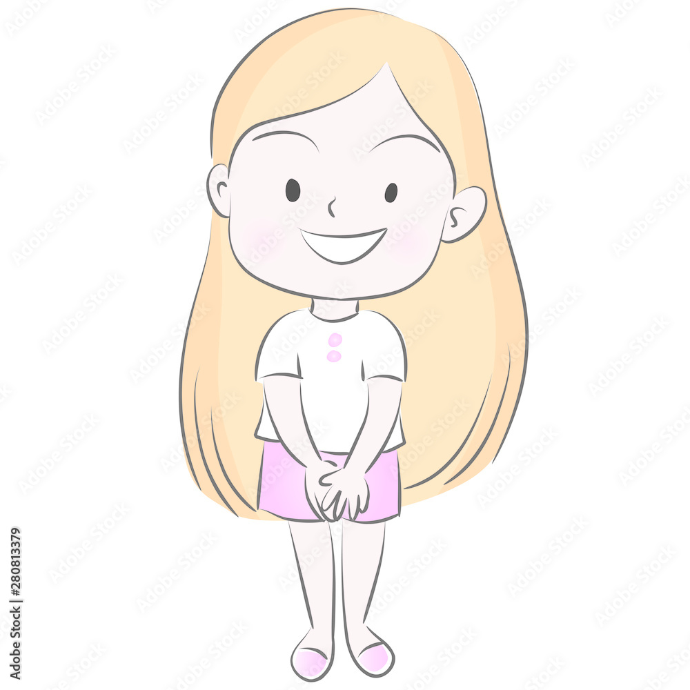 girl happy vector drawing art girl happy vector drawing art
