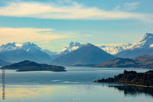 Lake Pupuki at sunset with Mount Cook in the distance