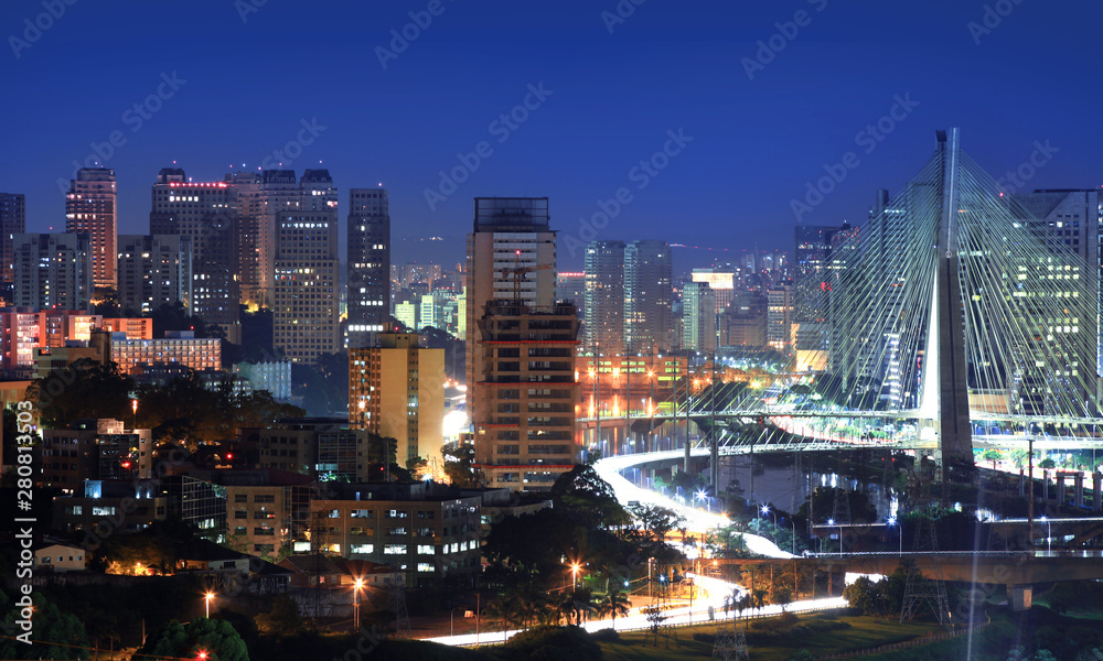 Estaiada Bridge, major landmark in Sao Paulo,Brazil.On May 03, 2015 Sao Paulo, Brazil.