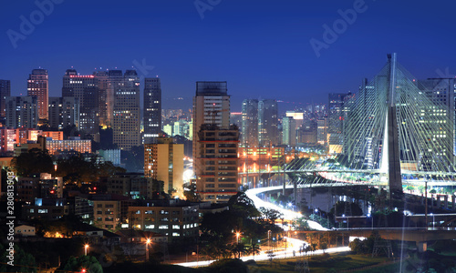 Estaiada Bridge  major landmark in Sao Paulo Brazil.On May 03  2015 Sao Paulo  Brazil.