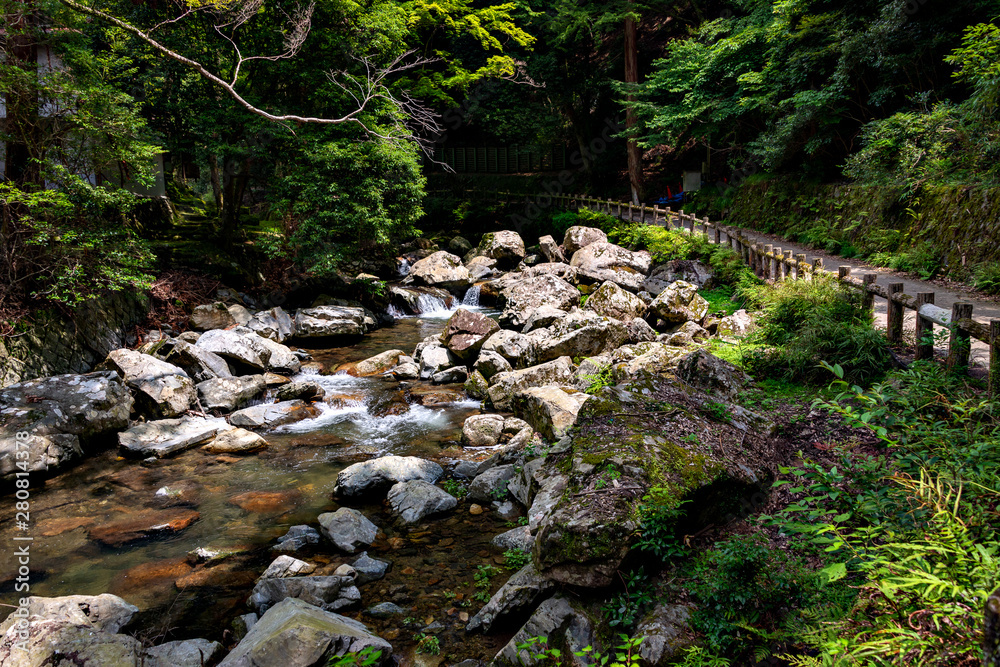 Hiking trail along Minoh river for Minoh falls Hiking trail along Minoh river for Minoh falls