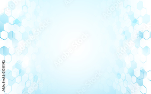 Abstract blue and white pattern hexagons and clean background. Medicine and science concept