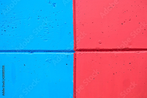 Colorful stripes in prime saturated colors: blue and red, color contrast example.