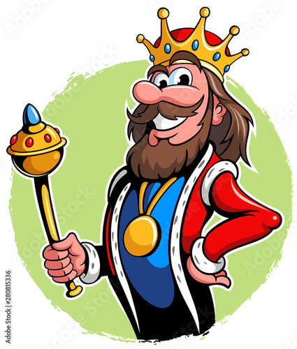 Illustration of a king with the golden scepter, vector king cartoon character. photo
