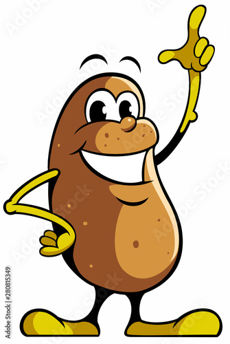 Cartoon style potato character, isolated potato vector logo.