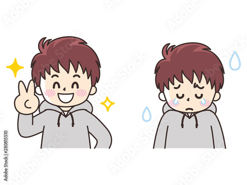 喜びと悲しみ　若い男性