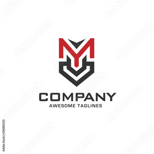 Free Download creative initial letter m with shield abstract geometric style logo - GFXLoad