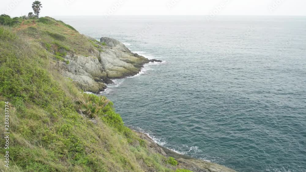 Scenery of Phrom Thep Cape in andaman sea which is a famous stunning view point in phuket, Thailand.