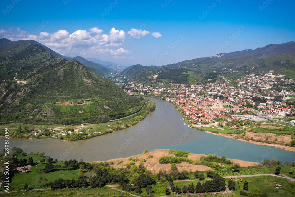 The confluence of the Kura and Aragva rivers, view from the Jvari temple