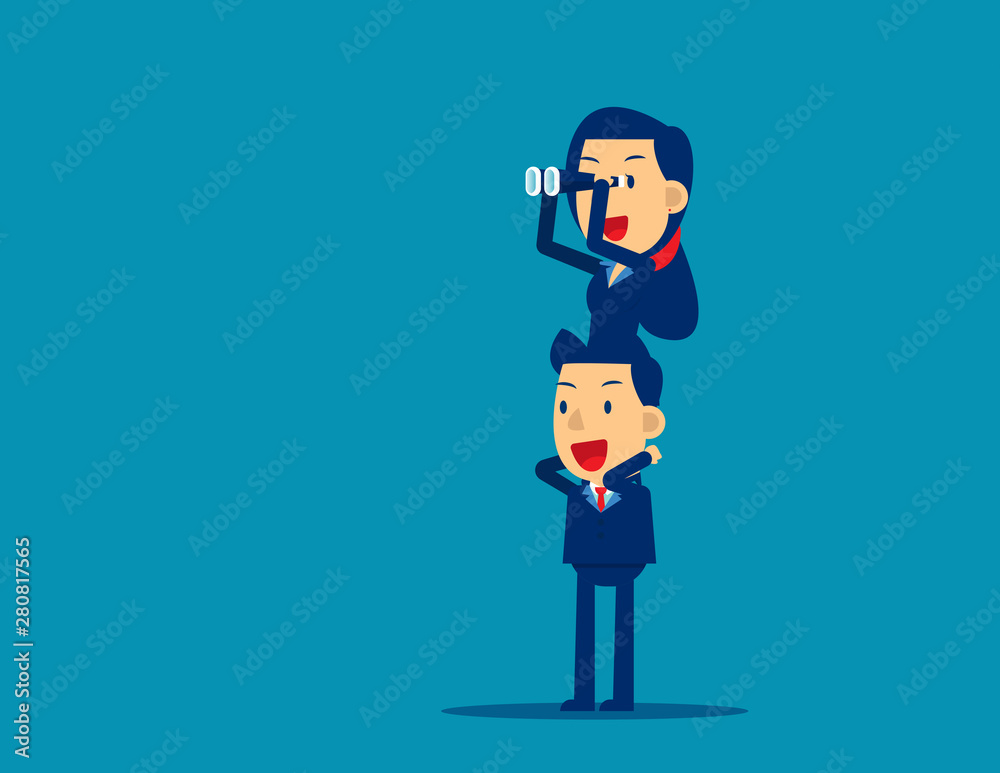 Business team supporting to success. Concept business planning and strategy vector illustration, Searching, Successful, Kid flat cartoon character style design