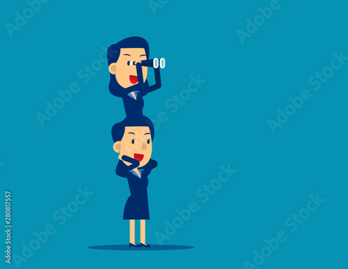 Business team supporting to success. Concept business planning and strategy vector illustration, Searching, Successful, Kid flat cartoon character style design