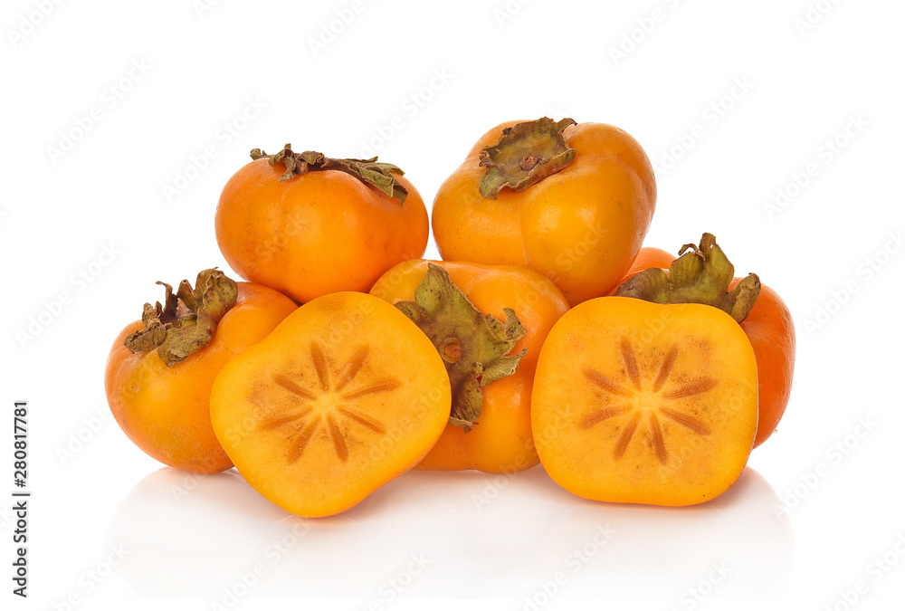 fresh ripe persimmons isolated on white background fresh ripe persimmons isolated on white background