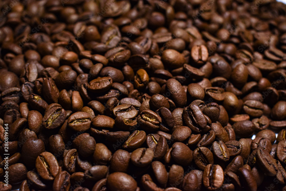 Coffee beans, roasted coffee, brown beans, background