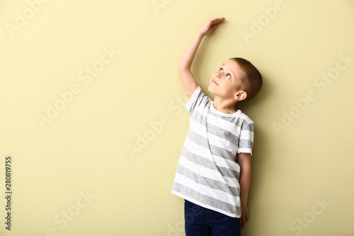 Little boy measuring height...