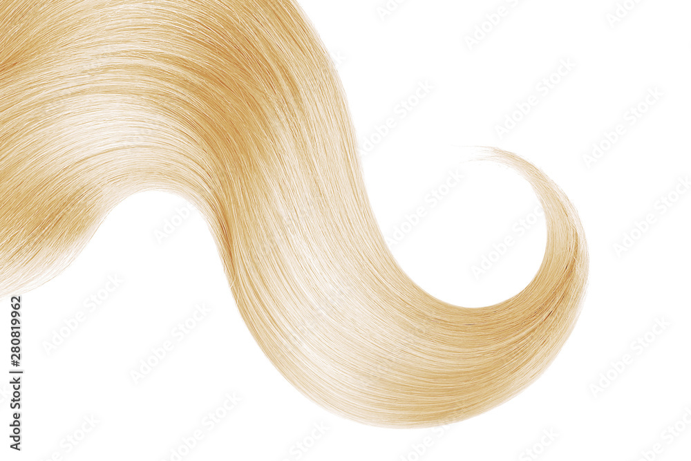 Blond hair isolated on white background. Long ponytail. Blond hair isolated on white background. Long ponytail.