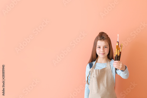 Cute little artist on color...
