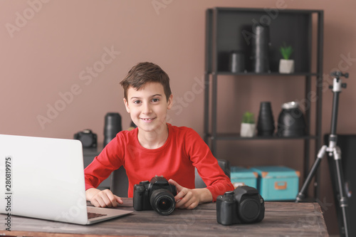 Cute little photographer si...