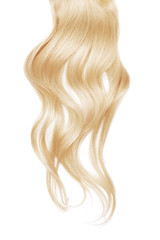Blond wavy hair isolated on white background