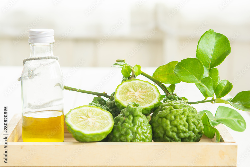 Fototapeta premium Bergamot and green leafs