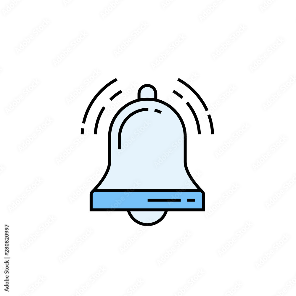 Bell line icon. Notification ring symbol. Alarm ringing sign. Vector illustration. Bell line icon. Notification ring symbol. Alarm ringing sign. Vector illustration.