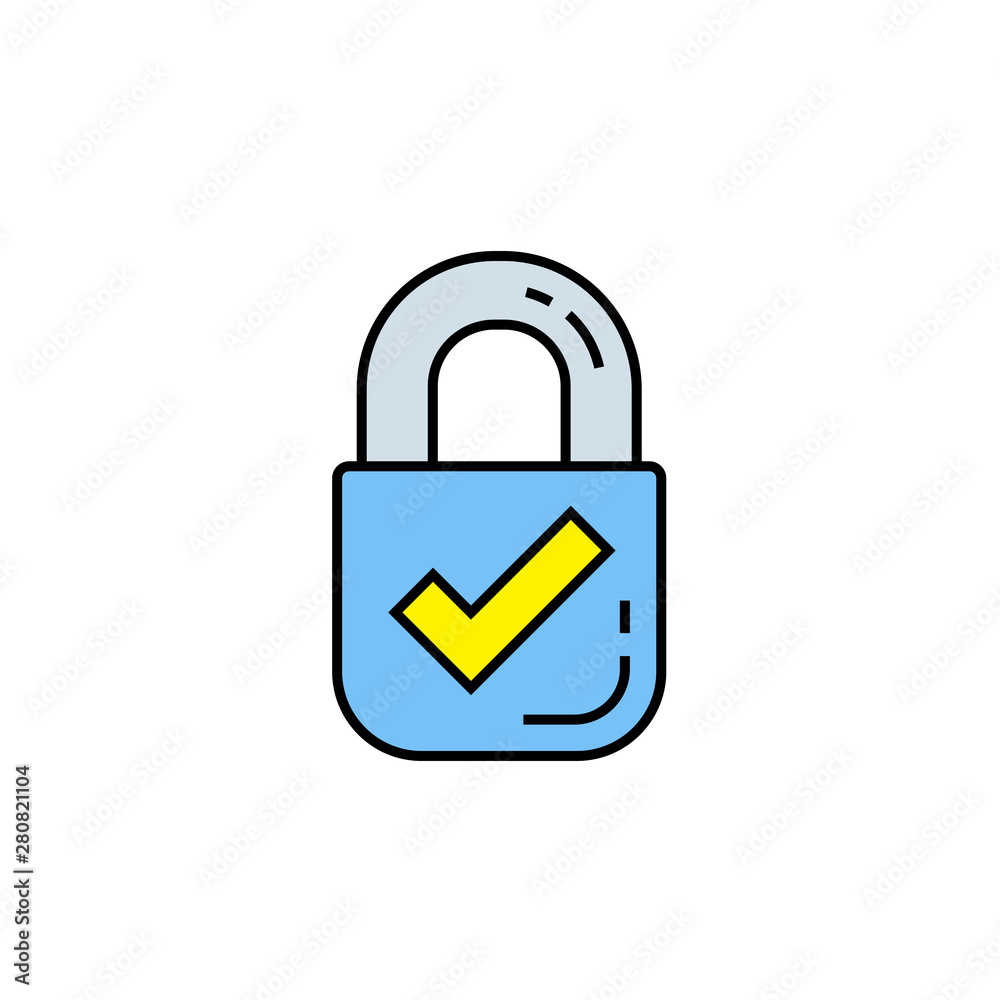 Padlock line icon. Lock symbol. Secure sign. Vector illustration. Padlock line icon. Lock symbol. Secure sign. Vector illustration.