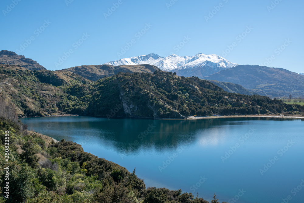 Beautiful Lake and mountain  scenery of the Southern Alps